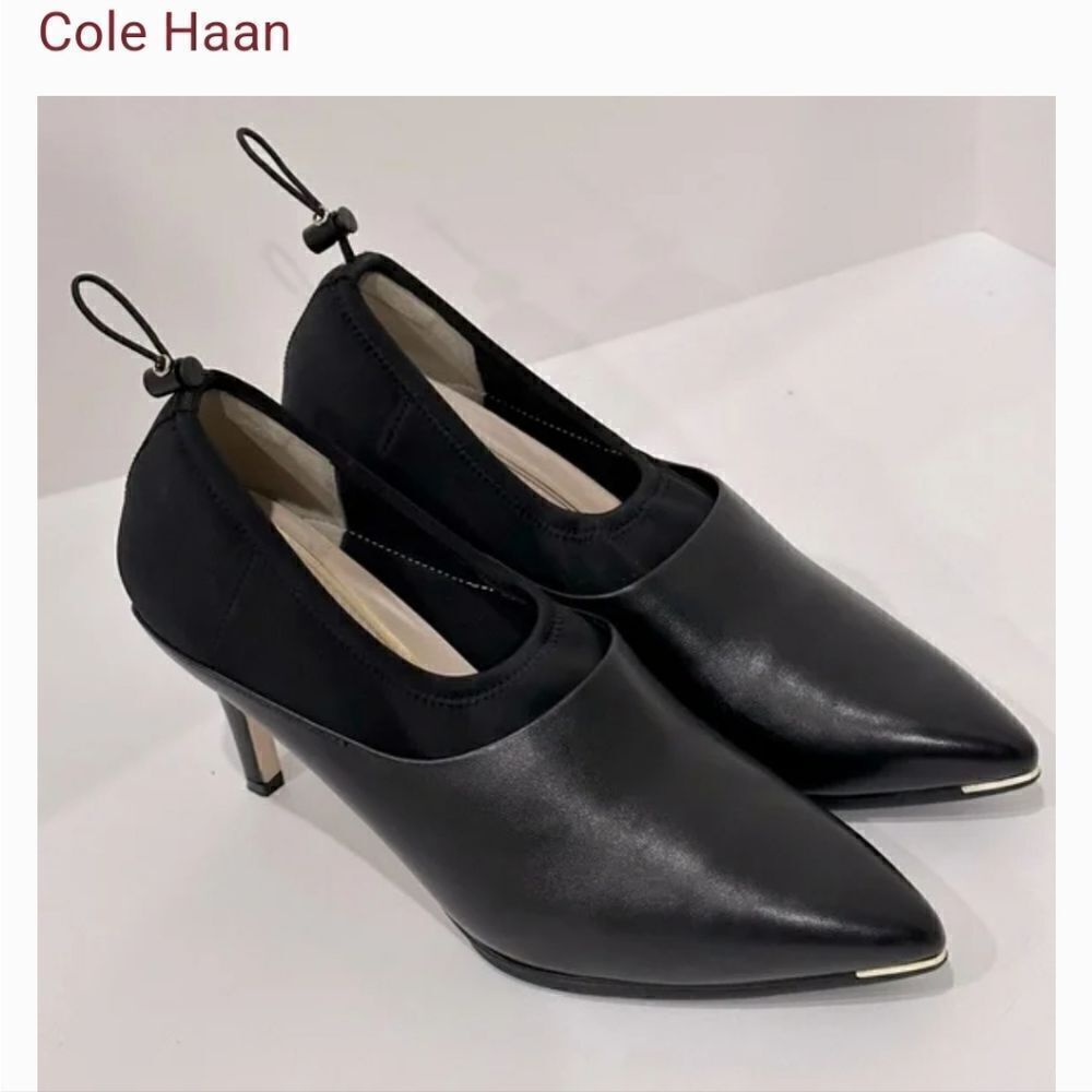 Cole Haan Grand Ambition Black Leather Heels with Adjustable Insert